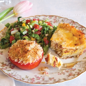 quiche tomato and salad luncheon menu