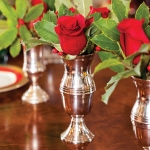 red rose silver budvase