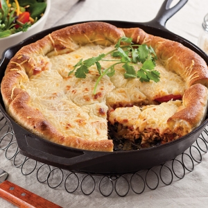 pork and green deep dish pizza