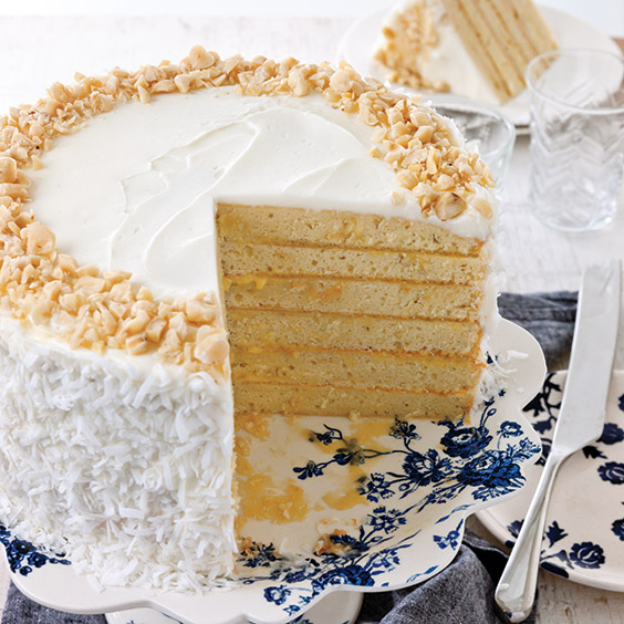 coconut cake with mango filling