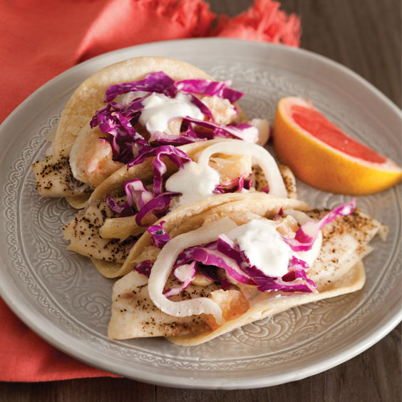 Fish Tacos with Grapefruit Slaw