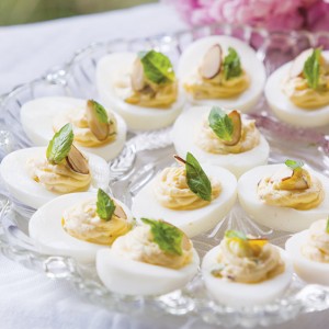 almond basil deviled eggs