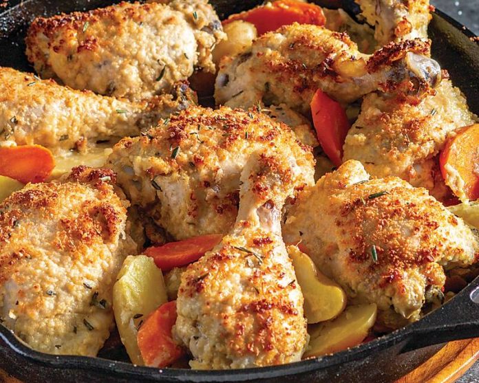 Mustard-Herb-Crusted Chicken and Vegetables