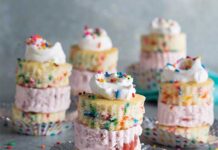 Miniature Rainbow Sprinkle Ice Cream Cakes Miniature Rainbow Sprinkle Ice Cream Cakes